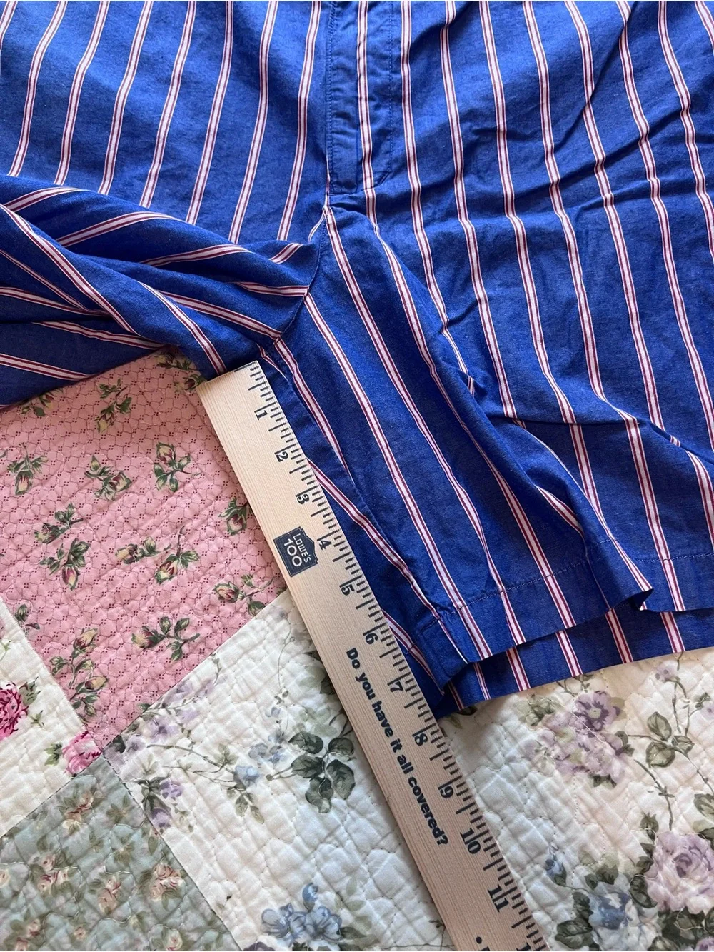 Vintage 90s J. Crew Striped Cotton Shorts Blue Pink White Size L